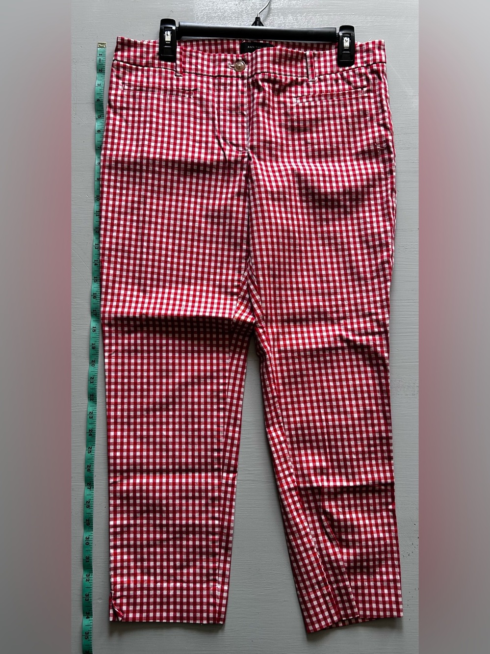 Ann Taylor Red & White Gingham Chinos